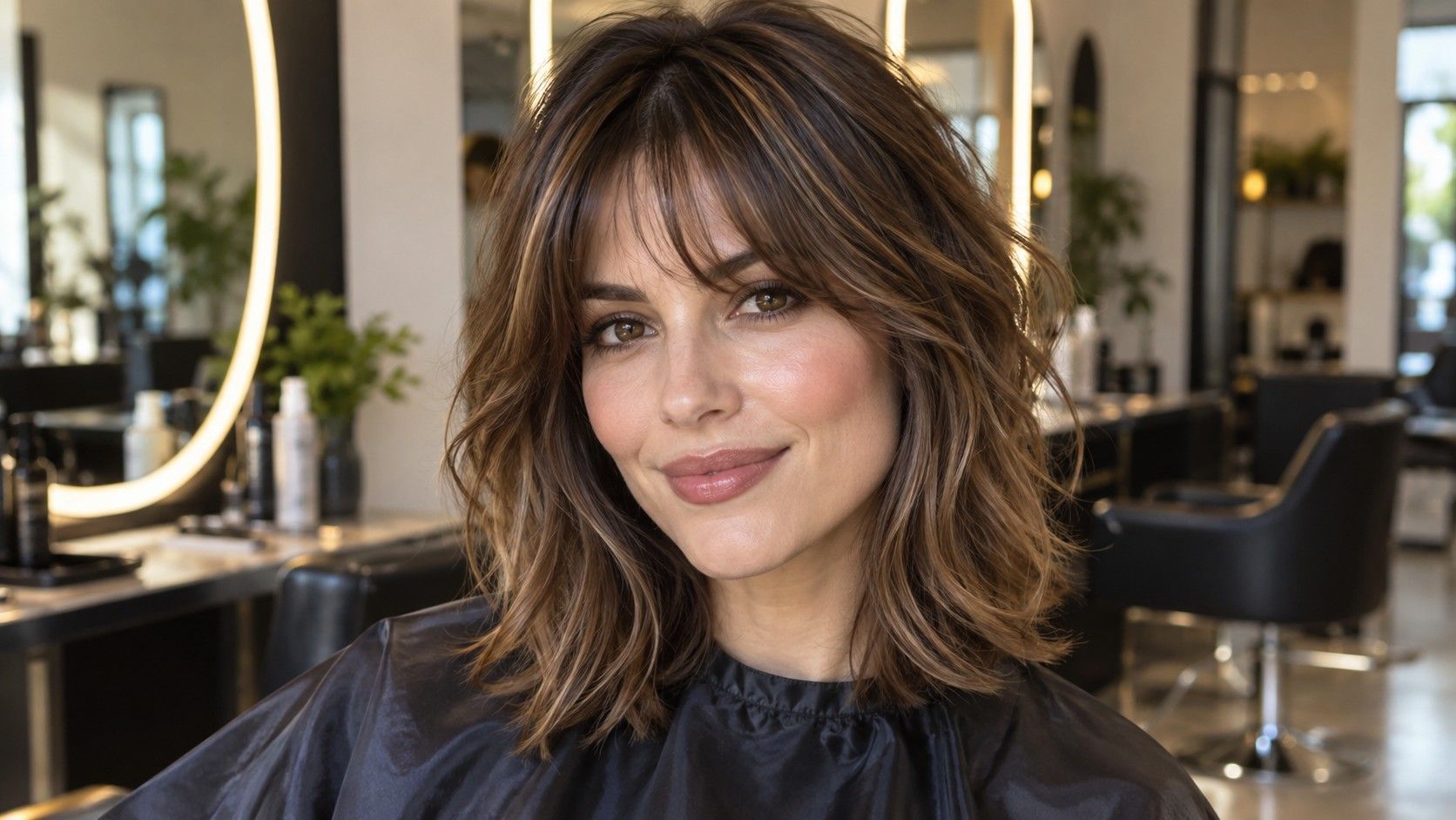 Soft shoulder-length hairstyle for a heart-shaped face